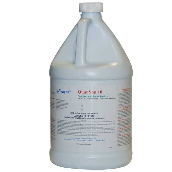 QUAT SAN10 DISINFECTANT, FOOD SANITIZER, CS/4 GAL The Janitors