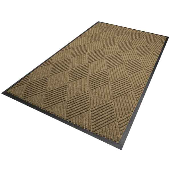 M+A Matting WaterHog Diamond Commercial-Grade Entrance Mat - Rubber Border  - Indoor/Outdoor, Door Mat Camel 3' x 5